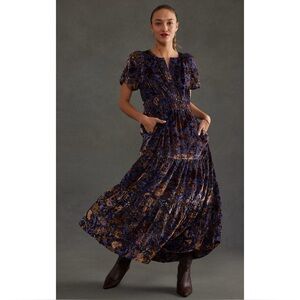 Anthropologie Somerset Dress Velvet Edition Petite XS